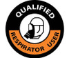 Hard Hat Emblem - Qualified Respirator User - 2 Dia - PS Vinyl - Pack of 25 - HH86