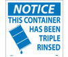 Labels - Notice This Container Has Been Triple Rinsed - 6X6 - PS Vinyl - Pack of 25 - HW23