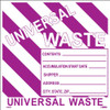 Labels - Hazardous Materials Shipping - Universal Waste Stripes - 6X6 - PS Paper - 500/Roll - HW31AL