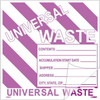 Self-Laminating Labels Universal Waste W/ Purple Stripes 6X6 Ps Vinyl 25/Pk