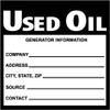 Self-Laminating Labels - Used Oil - 6X6 - PS Vinyl - Bx100 - HW38SL100