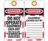 Tags - Lockout - Do Not Operate Equipment Locked Out - 6X3 - Unrip Vinyl - Pack of 25 Grommet - LOTAG11-25