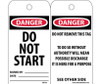 Tags - Danger: Do Not Start - 6X3 - Synthetic Paper - Pack of 25 (Hole) - RPT22ST