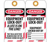 Tags - Lockout - Equipment Lock-Out A Life Is On The Line - 6X3 - Unrip Vinyl - Pack of 25 Grommet - LOTAG18-25