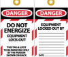 Tags - Danger: Do Not Energize Equipment Lock Out - 6X3 - Synthetic Paper - Pack of 25 (Hole) - LOTAG8ST