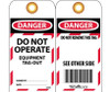 Rfid Tag - Danger: Do Not Operate Equipment Tag-Out -  - 6X3 - Unrip Vinyl - W/Grommet - 10/Pk - LR302