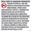 Texas Open Carry Handgun Prohibited Sign,24 X 24 Rigid Plastic
