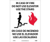 In Case Of Fire Do Not Use Elevator Use Stairs (Graphic) - Bilingual 14X10 - PS Vinyl - M740PB