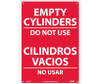 Empty Cylinders Do Not Use - Bilingual - 14X10 - Rigid Plastic - M745RB