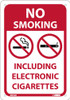 No Smoking - Including Electronic Cigarettes - 10X7 - Rigid Plastic - M952R