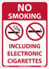 No Smoking - Including Electronic Cigarettes - 14X10 - Pressure Rigid Plstic - M952RB