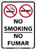 No Smoking No Fumar Sign 14X10 Pressure Sensitive Vinyl