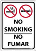 No Smoking - No Fumar Sign - 14X10 - Ridig Plastic - M956RB