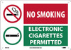 No Smoking - Graphic Slash - Electronic Cigarettes Permitted - Graphic Slash 10X14 - Aluminum .040 - M957AB