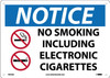 Notice: No Smoking - Including Electronic Cigarettes - 10X14 - Aluminum .040 - N503AB