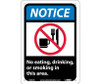 Notice: No Eating Drinking Or Smoking In This Area (W/Graphic) - 10X7 - Rigid Plastic - NGA5R