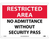 Restricted Area - No Admittance Without Security Pass - 10X14 - .040 Alum - RA19AB