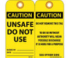 Tags - Unsafe Do Not Use - 6X3 - .015 Mil Unrip Vinyl - 25 Pk W/ Grommet - RPT149G