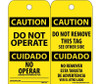Tags Do Not Operate Bilingual 6X3 .015 Mil Unrip Vinyl 25 Pk