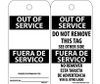 Tags Out Of Service Bilingual 6X3 .015 Mil Unrip Vinyl 25 Pk