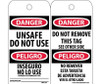 Tags - Unsafe Do Not Use Bilingual - 6X3 - .015 Mil Unrip Vinyl - 25 Pk - RPT154