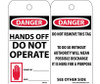 Tags - Danger: Hands Off Do Not Operate - 6X3 - Synthetic Paper - Pack of 25 (Hole) - RPT33ST