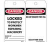 Tags - Danger: Locked To Protect Workmen Repairing Machinery - 6X3 - Synthetic Paper - Pack of 25 (Hole) - RPT79ST