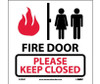 Fire Door Please Keep Closed (Graphic) - 4X4 - PS Vinyl - Pack of 5 - S39AP