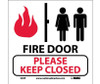 Fire Door Please Keep Closed (W/Graphic) - 7X7 - PS Vinyl - S39P