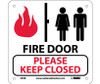 Fire Door Please Keep Closed (W/ Graphic) - 7X7 - Rigid Plastic - S39R