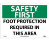 Safety First - Foot Protection Required In This Area - 10X14 - PS Vinyl - SF163PB