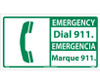 Emergency - Dial 911 (Bilingual W/Graphic) - 10X18 - PS Vinyl - SFA3P