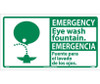 Emergency - Eye Wash Fountain (Bilingual W/Graphic) - 10X18 - PS Vinyl - SFA5P