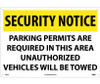 Security Notice: Parking Permits Are Required In This Area Unauthorized Vehicles Will Be Towed - 14X20 - .040 Alum - SN24AC