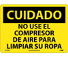 Cuidado - No Use El Compresor De Aire Para Limpiar Su Ropa - 10X14 - .040 Alum - SPC205AB