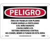 Peligro Lead Work Area May Damage Fertility  Do Not Eat - Drink Or Smoke In This Area (Spanish) - 7 X 10 - PS Vinyl - SPD26P