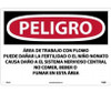 Peligro Lead Work Area May Damage Fertility  Do Not Eat - Drink Or Smoke In This Area (Spanish) - 14 X 20 - PS Vinyl - SPD26PC
