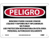 Peligro Benzene May Cause Cancer  Area Authorized Personnel Only (Spanish) - 7 X 10 - Rigid Plastic - SPD27R