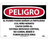 Peligro Lead May Damage Fertility  Do Not Eat - Drink Or Smoke In This Area (Spanish) - 10 X 14 - Fiberglass - SPD36EB