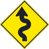 (Arrow Graphic Left)Winding Road Sign - 30X30 - .080 Hip Ref Alum - TM241K
