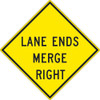 Lane Ends Merge Right Sign - 30X30 - .080 Hip Ref Alum - TM261K