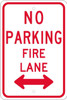 No Parking Fire Lane(W/ Double Arrow) - 18X12 - .080 Hip Ref Alum - TM620K