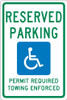 Reserved Parking Handicapped  - 18X12 - .040 Alum Sign - TMS315G