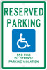 Reserved Parking Handicapped - 18X12 - .063 Alum Sign - TMS315H