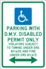 Parking By Disabled Permit Only - 18X12 - .040 Alum Sign - TMS332G