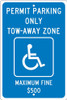 Permit Parking Only Tow-Away Zone -18X12 - .063 Alum Sign - TMS314H