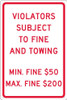 Violators Subject To Fine -18X12 - .040 Alum Sign - TMS333G
