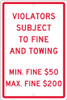 Violators Subject To Fine -18X12 - .063 Alum Sign - TMS333H