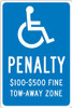 Penalty $100-500 Fine - 18X12 .040 Alum Sign - TMS338G