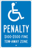 Penalty $100-500 Fine - 18X12 .063 Alum Sign - TMS338H